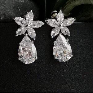 NWT earrings cz drops 14k white gold overlay
